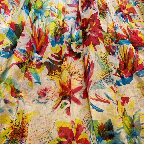 HP Jean Paul Gaultier Junior Tiered Cotton Maxi Skirt Mixed Floral Striped - Picture 8 of 8